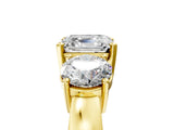 Yellow gold Three-Stone Asscher Cut Diamond Ring with Round Side Stones, Classic Band, and Four-Prong Setting_12