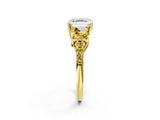 Yellow gold Three-Stone Asscher Cut Diamond Ring with Round with Yellow Sapphire side stone Pavé Band and Prong Setting_2