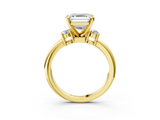 Yellow gold Three-Stone Asscher Cut Diamond Solitaire with Prong Setting and Classic Band_10