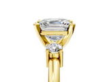 Yellow gold Three-Stone Asscher Cut Diamond Solitaire with Prong Setting and Classic Band_12