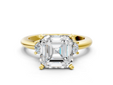 Yellow gold Three-Stone Asscher Cut Diamond Solitaire with Prong Setting and Classic Band_7