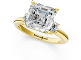 Yellow gold Three-Stone Asscher Cut Diamond Solitaire with Prong Setting and Classic Band_8