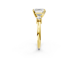 Yellow gold Three-Stone Asscher Cut Diamond Solitaire with Prong Setting and Classic Band_9