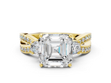 Yellow gold Three-Stone Asscher Cut Diamond Twist Band with Prong Setting_24