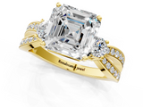 Yellow gold Three-Stone Asscher Cut Diamond Twist Band with Prong Setting_25