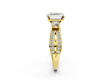 Yellow gold Three-Stone Asscher Cut Diamond Twist Band with Prong Setting_26