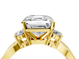 Yellow gold Three-Stone Asscher Cut Diamond Twist Band with Prong Setting_28