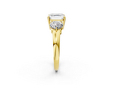 Yellow gold Three-Stone Asscher Cut Solitaire Ring with Prong Setting on a Classic Band_48