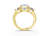 Yellow gold Three-Stone Asscher Cut Solitaire Ring with Prong Setting on a Classic Band_49