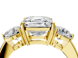 Yellow gold Three-Stone Asscher Cut Solitaire Ring with Prong Setting on a Classic Band_50