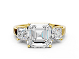 Yellow gold Three-Stone Asscher Cut Solitaire Ring with Prong Setting_3