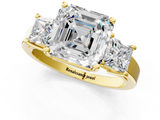 Yellow gold Three-Stone Asscher Cut Solitaire Ring with Prong Setting_4