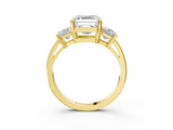 Yellow gold Three-Stone Asscher Cut Solitaire Ring with Prong Setting_6