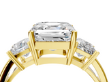 Yellow gold Three-Stone Asscher Cut Solitaire Ring with Prong Setting_7