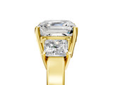Yellow gold Three-Stone Asscher Cut Solitaire Ring with Prong Setting_8