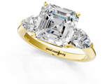 Yellow gold Three-Stone Asscher Diamond Ring with Pear Side Stones in Four-Prong Setting_25