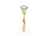 Yellow gold Three-Stone Asscher Diamond Ring with Pear Side Stones in Four-Prong Setting_26
