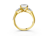 Yellow gold Three-Stone Asscher Diamond Ring with Pear Side Stones in Four-Prong Setting_27