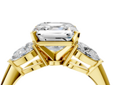 Yellow gold Three-Stone Asscher Diamond Ring with Pear Side Stones in Four-Prong Setting_28