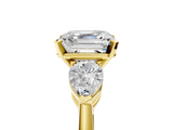Yellow gold Three-Stone Asscher Diamond Ring with Pear Side Stones in Four-Prong Setting_29