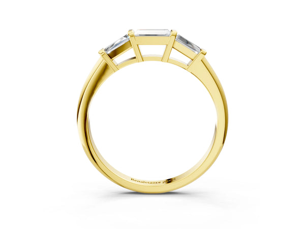 Yellow gold Three-Stone Baguette Cut Channel Set Diamond Band
