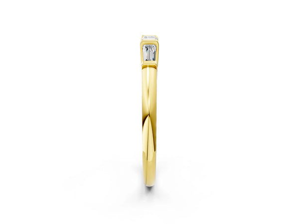Yellow gold Three-Stone Baguette Cut Channel Set Diamond Band