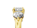 Yellow gold Three-Stone Cushion Brilliant Cut Solitaire Ring with Prong Setting on a Classic Band 1