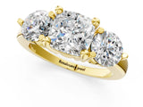 Yellow gold Three-Stone Cushion Brilliant Cut Solitaire Ring with Prong Setting on a Classic Band 3