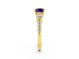 Yellow gold Three-Stone Cushion Cut Amethyst Pavé Band with Four-Prong Setting_2