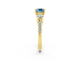 Yellow gold Three-Stone Cushion Cut Aquamarine Pavé Band with Four-Prong Setting_2