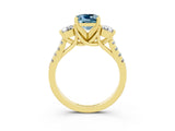Yellow gold Three-Stone Cushion Cut Aquamarine Pavé Band with Four-Prong Setting_3