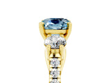 Yellow gold Three-Stone Cushion Cut Aquamarine Pavé Band with Four-Prong Setting_5