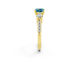 Yellow gold Three-Stone Cushion Cut Blue Topaz Pavé Band with Four-Prong Setting_2