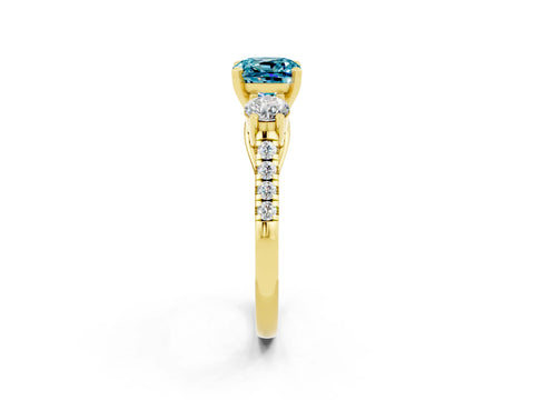 Yellow gold Three-Stone Cushion Cut Blue Topaz Pavé Band with Four-Prong Setting_2