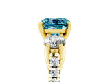 Yellow gold Three-Stone Cushion Cut Blue Topaz Pavé Band with Four-Prong Setting_5