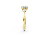 Yellow gold Three-Stone Cushion Cut Brilliant Diamond Solitaire Ring with Tapered Band and Four-Prong Setting_14