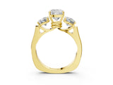 Yellow gold Three-Stone Cushion Cut Brilliant Diamond Trellis Ring with Comfort Fit Band_10