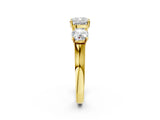 Yellow gold Three-Stone Cushion Cut Brilliant Diamond Trellis Ring with Comfort Fit Band_9