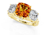 Yellow gold Three-Stone Cushion Cut Citrine Braided Band Ring with Four-Prong Setting_13