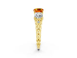 Yellow gold Three-Stone Cushion Cut Citrine Braided Band Ring with Four-Prong Setting_14