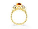 Yellow gold Three-Stone Cushion Cut Citrine Braided Band Ring with Four-Prong Setting_15