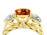 Yellow gold Three-Stone Cushion Cut Citrine Braided Band Ring with Four-Prong Setting_16