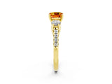 Yellow gold Three-Stone Cushion Cut Citrine Pavé Band with Four-Prong Setting_2
