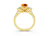 Yellow gold Three-Stone Cushion Cut Citrine Pavé Band with Four-Prong Setting_3