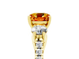 Yellow gold Three-Stone Cushion Cut Citrine Pavé Band with Four-Prong Setting_5