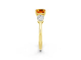 Yellow gold Three-Stone Cushion Cut Citrine Ring with Pear Side Stones and Four-Prong Setting_2