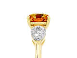 Yellow gold Three-Stone Cushion Cut Citrine Ring with Pear Side Stones and Four-Prong Setting_5
