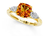Yellow gold Three-Stone Cushion Cut Citrine Ring with Pear  Side Stones in Four-Prong Setting_13