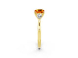 Yellow gold Three-Stone Cushion Cut Citrine Ring with Pear  Side Stones in Four-Prong Setting_14