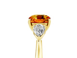 Yellow gold Three-Stone Cushion Cut Citrine Ring with Pear  Side Stones in Four-Prong Setting_17